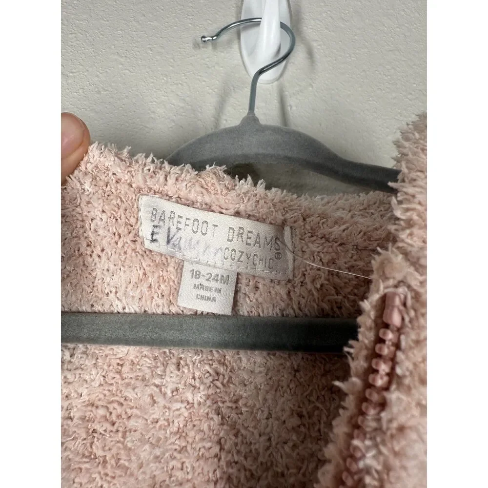 Barefoot Dreams Girls Cozy Chic Full Zip Jacket Sz 18- 24 Months Plush Soft Cozy